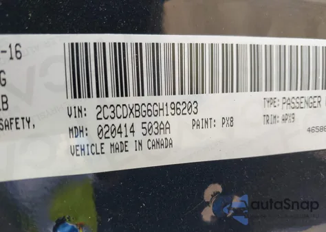 2016 Dodge Charger Se from USA, damaged, VIN 2C3CDXBG6GH196203